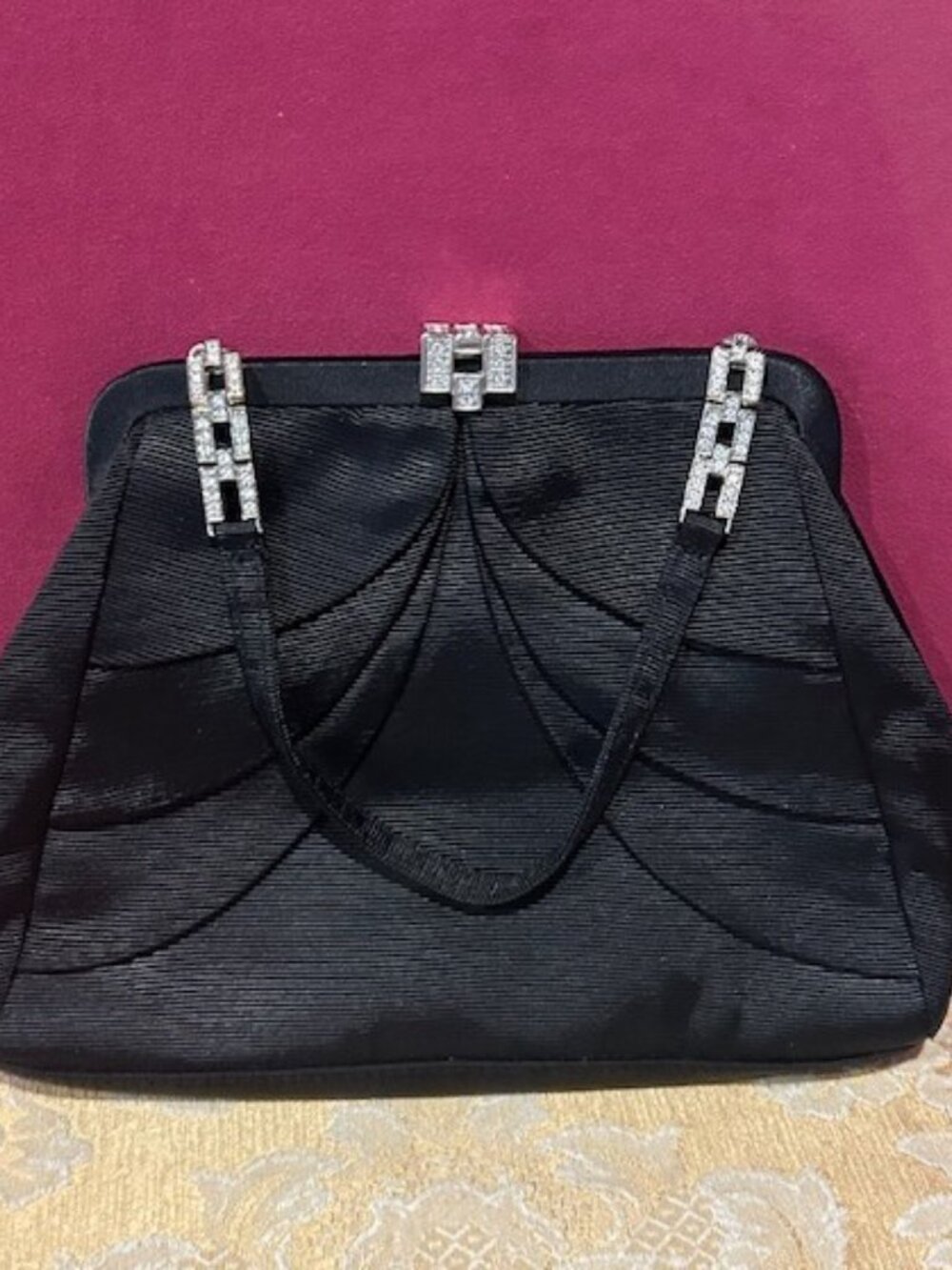KENNETH JAY LANE Black Rhinestone Evening CLUTCH PURSE